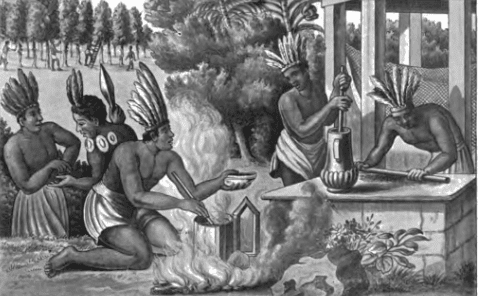 image montrant des peuples anciens avec le cacao